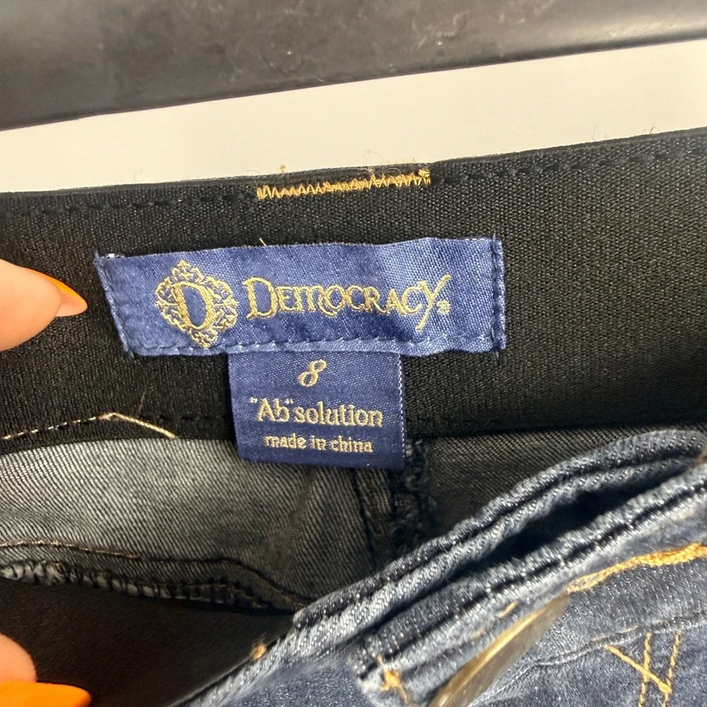 Democracy Absolution Dark Wash Denim Bermuda Shorts Womens 8 Blue Stretch